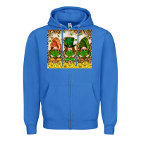 True Royal St. Patrick's Day gnomies with leopard tumbler Zipper Hoodie - HowdyJamesFarm