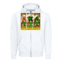 White St. Patrick's Day gnomies with leopard tumbler Zipper Hoodie - HowdyJamesFarm