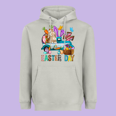 Easter Day With Truck Heavyweight Hoodie Designed By Bundleandbundleshop