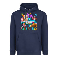 Navy Easter Day With Truck Heavyweight Hoodie - BundleAndBundleShop