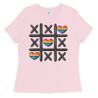 Bubblegum Pink pride tic tac toe Ladies Tee - MaliasSmallBusiness