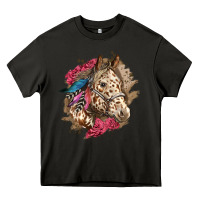 Asphalt Floral Appaloosa Horse With Feathers Heavy Core Tee - LillyAllenDesigns