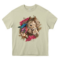 Mossy Floral Appaloosa Horse With Feathers Heavy Core Tee - LillyAllenDesigns