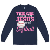 Navy This Girl Jesus And Softball Long Sleeve Tee - Bettercallsaul