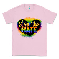 Bubblegum Pink stop the hate pride lgbtq heart Classic Tee - LillyAllenDesigns
