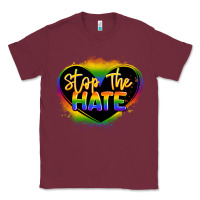 Burgundy stop the hate pride lgbtq heart Classic Tee - LillyAllenDesigns