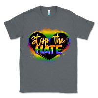 Charcoal Heather stop the hate pride lgbtq heart Classic Tee - LillyAllenDesigns