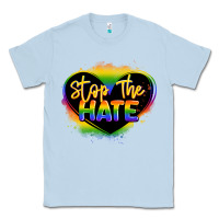 Dusty Blue stop the hate pride lgbtq heart Classic Tee - LillyAllenDesigns