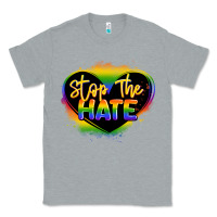 Heather Grey stop the hate pride lgbtq heart Classic Tee - LillyAllenDesigns