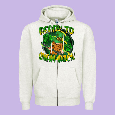 Ready To Sham Rock St. Patrick's Day Zipper Hoodie Designed By Cowgirlartshop