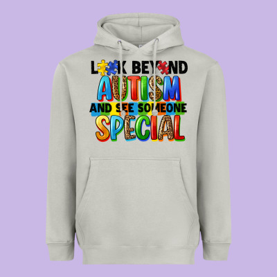 Look Beyond Autism And See Someone Special Heavyweight Hoodie Designed By Fadigitalartstudio