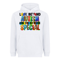 White look beyond autism and see someone special Heavyweight Hoodie - FaDigitalArtStudio