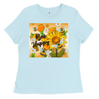 Baby Blue bee happy Ladies Tee - MaliasSmallBusiness