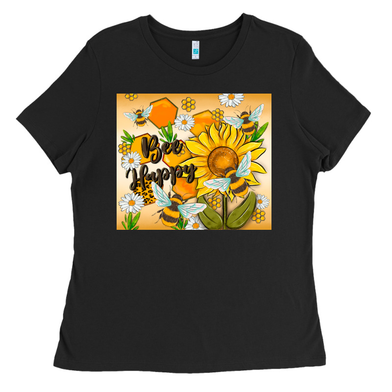 Bee Happy Ladies Tee by MaliasSmallBusiness | Teevron