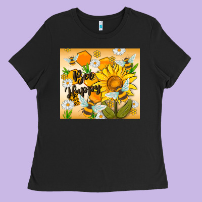 Bee Happy Ladies Tee Designed By Maliassmallbusiness