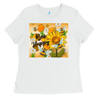 White bee happy Ladies Tee - MaliasSmallBusiness