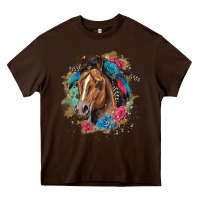Chocolate Brown quarter horse floral Heavy Core Tee - LillyAllenDesigns