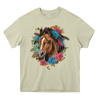 Mossy quarter horse floral Heavy Core Tee - LillyAllenDesigns