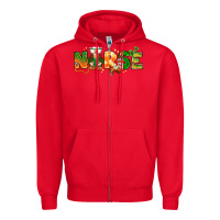 Red St. Patrick's Day Nurse with gnome Zipper Hoodie - HowdyJamesFarm