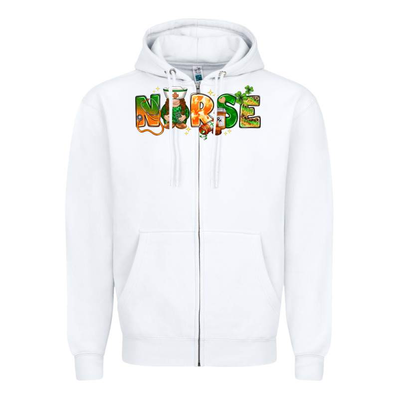 St. Patrick's Day Nurse With Gnome Zipper Hoodie by HowdyJamesFarm | Teevron