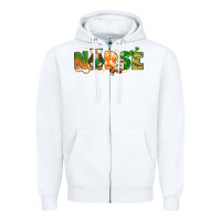 White St. Patrick's Day Nurse with gnome Zipper Hoodie - HowdyJamesFarm