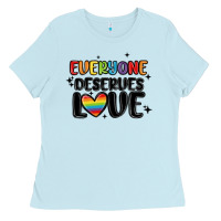 Baby Blue everyone deserves love Ladies Tee - MaliasSmallBusiness