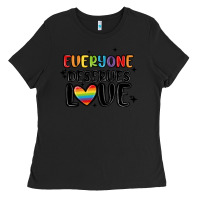 Black everyone deserves love Ladies Tee - MaliasSmallBusiness