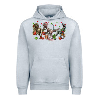 Heather Grey Three Christmas Dinosaurs Urban Hoodie - LillyAllenDesigns