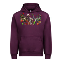 Mauve Wine Three Christmas Dinosaurs Urban Hoodie - LillyAllenDesigns