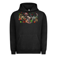 Pigment Black Three Christmas Dinosaurs Urban Hoodie - LillyAllenDesigns