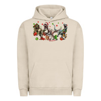 Pigment French Oak Three Christmas Dinosaurs Urban Hoodie - LillyAllenDesigns