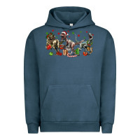 Pigment Midnight Navy Three Christmas Dinosaurs Urban Hoodie - LillyAllenDesigns