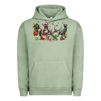 Pigment Oil Green Three Christmas Dinosaurs Urban Hoodie - LillyAllenDesigns