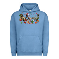 Pigment Pebble Blue Three Christmas Dinosaurs Urban Hoodie - LillyAllenDesigns