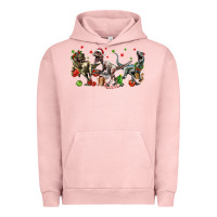 Pigment Salmon Three Christmas Dinosaurs Urban Hoodie - LillyAllenDesigns