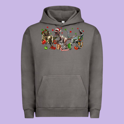 Three Christmas Dinosaurs Urban Hoodie Designed By Lillyallendesigns