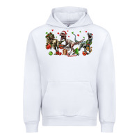 White Three Christmas Dinosaurs Urban Hoodie - LillyAllenDesigns