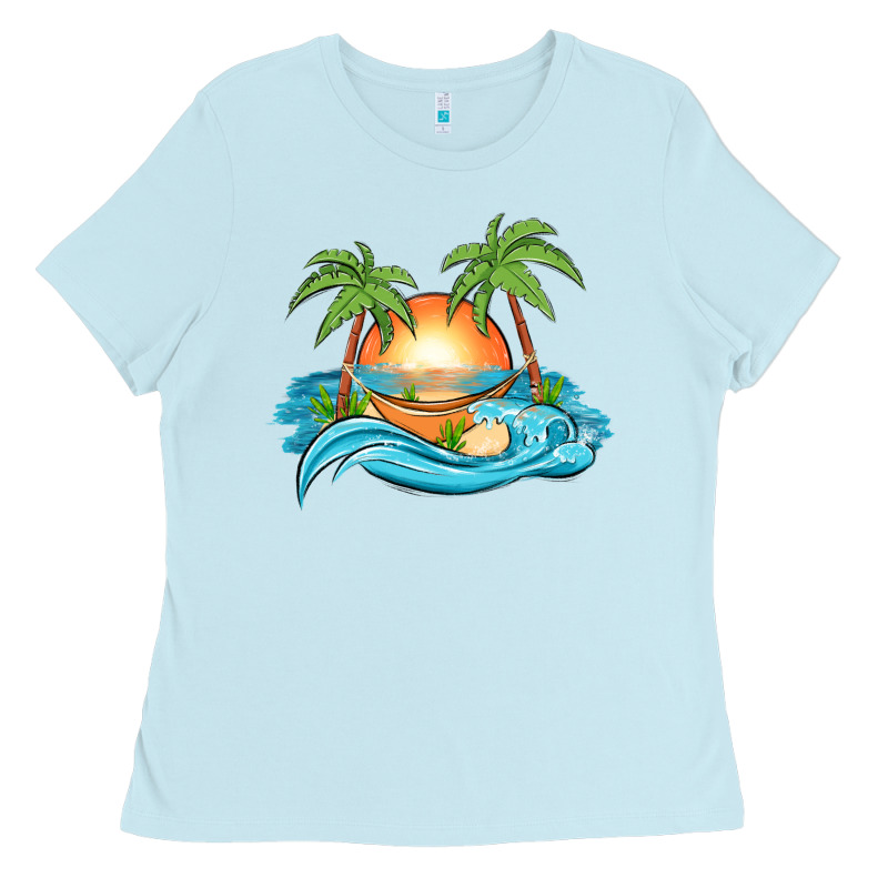 Sunset Beach Scene Ladies Tee by MaliasSmallBusiness | Teevron
