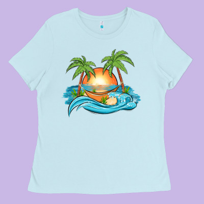 Sunset Beach Scene Ladies Tee Designed By Maliassmallbusiness
