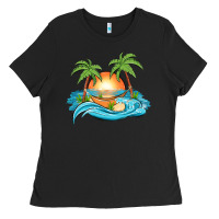 Black sunset beach scene Ladies Tee - MaliasSmallBusiness