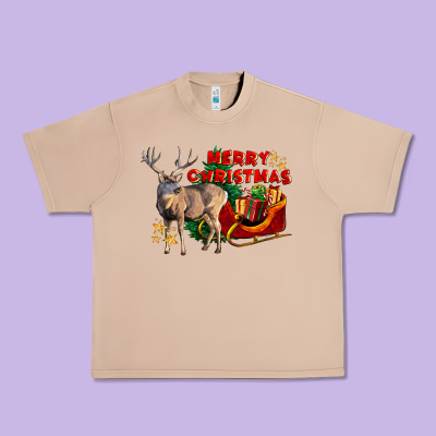 Merry Christmas Deer Urban Heavy Tee Designed By Lillyallendesigns