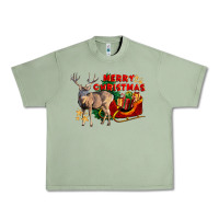 Oil Green Merry Christmas Deer Urban Heavy Tee - LillyAllenDesigns