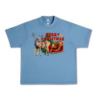Pebble Blue Merry Christmas Deer Urban Heavy Tee - LillyAllenDesigns