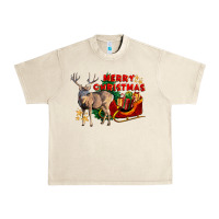 Sandshell Merry Christmas Deer Urban Heavy Tee - LillyAllenDesigns