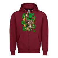 Burgundy St. Patrick's day Donkey Zipper Hoodie - CowGirlArtShop