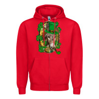 Red St. Patrick's day Donkey Zipper Hoodie - CowGirlArtShop