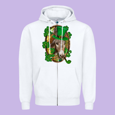 St. Patrick's Day Donkey Zipper Hoodie Designed By Cowgirlartshop