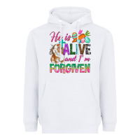 White He Is Alive And I'm Forgiven Heavyweight Hoodie - BundleAndBundleShop