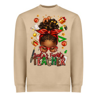 Mushroom santa's favorite teacher afro messy bun Heavyweight Sweatshirt - texasbilliewilder