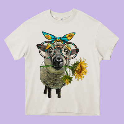 Cute Hempshire Sheep With Eyeglasses Heavy Core Tee Designed By Lillyallendesigns